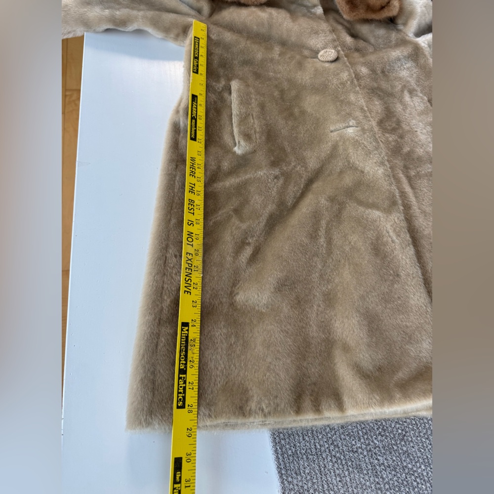 Vintage Brazotta Blond Light Ivory Mink Fur Portrait Collar Faux Fur Dress Coat - Picture 14 of 16
